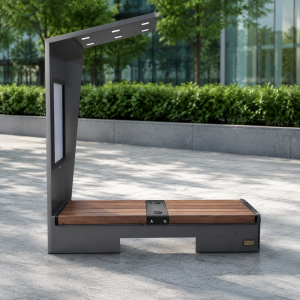 Solar Bench Wireless Charging – Multi-functional Outdoor Seating with Bluetooth Speaker, Solar Panel & Weatherproof Design for Garden