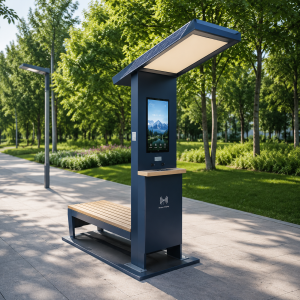 Solar Bench with Wireless Charging – Heavy-Duty Waterproof Outdoor Seating with Bluetooth & Solar Panel for Street