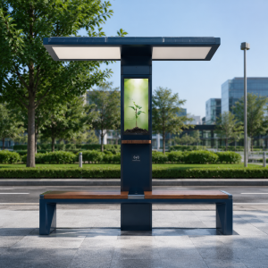 Smart Solar Bench Wireless Charging – Integrated Bluetooth Speaker, WiFi Hotspot & Solar Power System for Modern Public Furniture