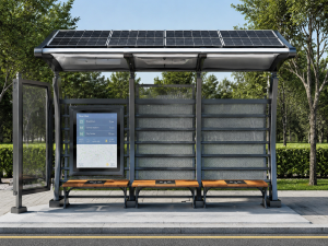 Intelligent Bus Shelter With Solar Panels LED Display Advertising Light Box Vehicle Forecast Station System Customizable