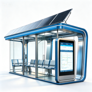 Customizable Modern Smart Bus Shelter With Cloud software LED Strip Display Advertising Screen Bus Forecast Station