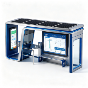 Smart Bus Shelter With Remote application LED Advertising Light Box Commercial Ads Public Service Display  Solar Panels Ultra-low Power Consumption