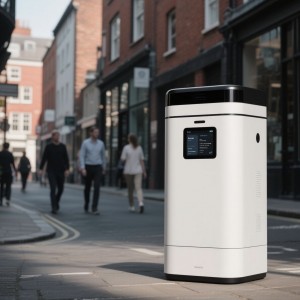 Automatic Sensor Activated Lid and Smooth Aluminum Design for Outdoor Public Areas Smart Trash Bin