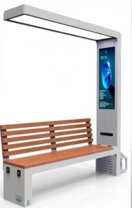 Outdoor Smart Bench with Screen Solar Chair Design Led Lighting Box Advertising Bench