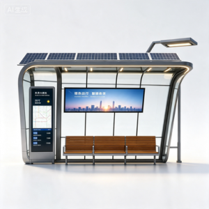 Aluminum Alloy Air-Conditioned Bus Shelter with Electronic Display Advertising Light Boxes Rectangular Shape Bus Stop