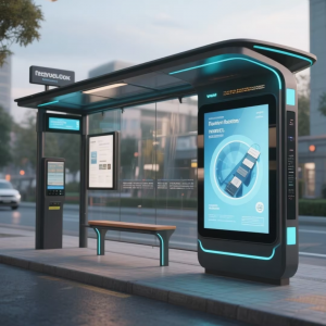 Smart Digital Bus Shelter with Dual 55″ Outdoor LCD Displays