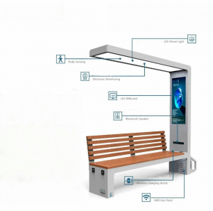 Outdoor Furniture Waterproof Park Garden Patio Benches Smart Solar Bench Chair Seats with WiFi Mobile Phones Charging Music Play