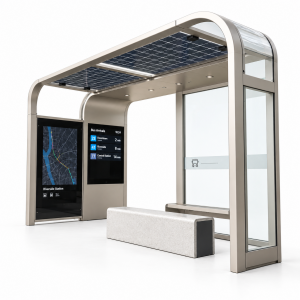 Customization Solar Power Smart Bus Shelter With cloud software Remote application LED Advertising Light Box Display