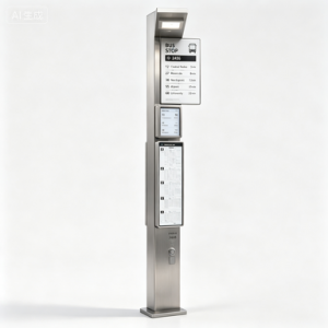 Custom Electronic Outdoor Smart Bus Stop Sign With Solar Power Supply Low Power Ink Screen Modern Design