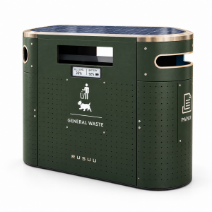 Waterproof Outdoor Smart Trash Bin Solar Powered Municipal Waste Receptacle for Streets Parks and Public Areas Manufacturer