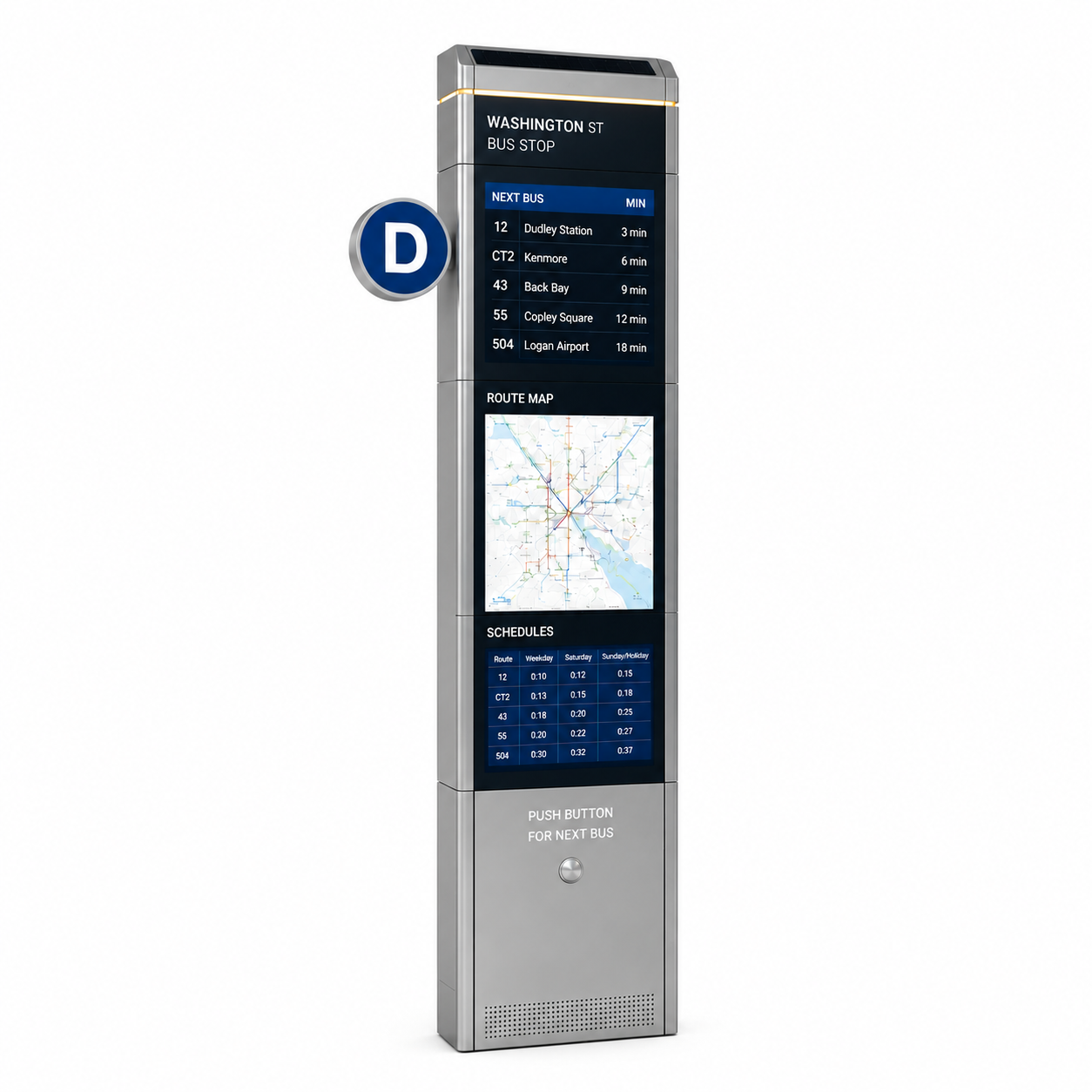 Outdoor Smart Bus Shelter With LED Advertising Display Public Information Vehicle Forecast System Featured Image