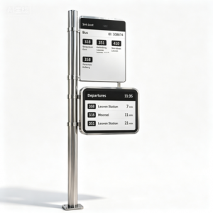 OutdoorSolar Powered Smart Electronic Bus Stop Sign With E Ink Screen Low Power Consumption Modern Design