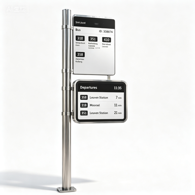 OutdoorSolar Powered Smart Electronic Bus Stop Sign With E Ink Screen Low Power Consumption Modern Design Featured Image