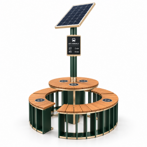 Heavy Duty Outdoor Smart Bench with Solar Panel USB Wireless Charging for Commercial Municipal and Park Projects Supplier