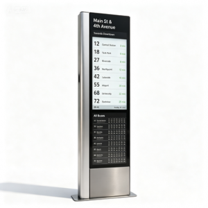 Solar Powered Digital Signage Display Smart Bus Stop Sign With E Ink Screen Low Power Consumption Modern Design