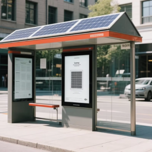 Solar Power Smart Bus Shelter With Remote application LED Advertising Light Box Commercial Ads Public Service Display cloud software