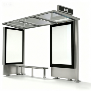Solar Power Smart Bus Shelter With Wireless Charging cloud software LED Advertising Light Box Display Durable Customization