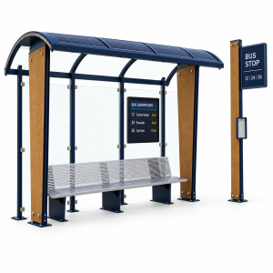 Stainless Steel Outdoor Smart Bus Shelter with Digital Arrival Screen Solar Lighting USB Charging Manufacturer Supplier