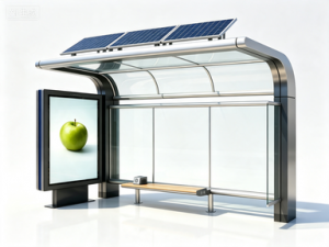Smart City Bus Shelter With Customizable LED Advertising Screen Public Service Display Vehicle Forecast System Solar Panels