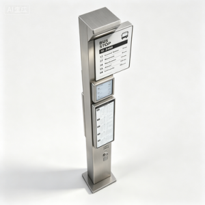 Custom Electronic Outdoor Smart Bus Stop Sign With Solar Power Supply Low Power Ink Screen Modern Design