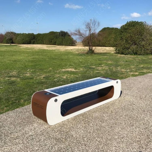 Solar Smart Bench for Outdoor Public Spaces Featuring Wireless Charging & USB Ports