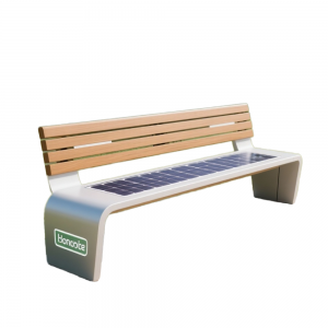 Smart Modern Stainless Steel Outdoor Solar Smart Bench Water-Resistant Battery Bench with Wireless Phone Charging for Patio Park