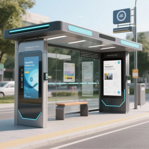 Smart Digital Bus Shelter with Dual 55″ Outdoor LCD Displays