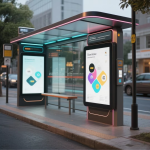 Smart Digital Bus Shelter with Dual 55″ Outdoor LCD Displays