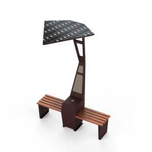 Custom Intelligent Solar Smart Bench Modern Design Aluminium Alloy Features with Sustainable Solar Power Technology and Roof