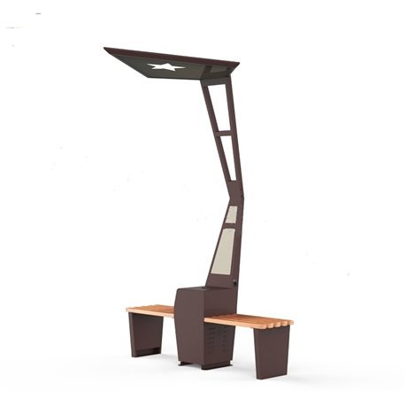 Custom Intelligent Solar Smart Bench Modern Design Aluminium Alloy Features with Sustainable Solar Power Technology and Roof Featured Image