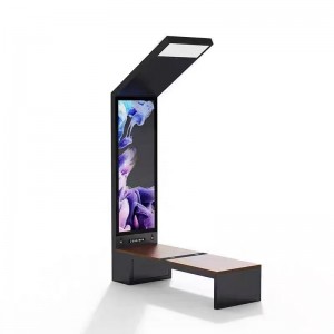 Outdoor Smart Solar Bench Featuring Wireless Phone Charging, USB Ports, Solar Panels & LED Lights