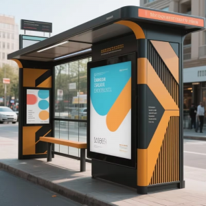 Smart Digital Bus Shelter with Dual 55″ Outdoor LCD Displays