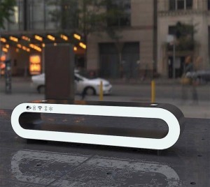 Modern Solar Smart Bench with LED Lighting, Wireless Charging & USB Ports for Outdoor Seating