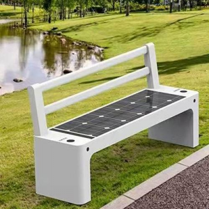 Solar Powered Smart Bench with Wireless Charging, USB Charging Ports & LED Lighting for Outdoor Seating