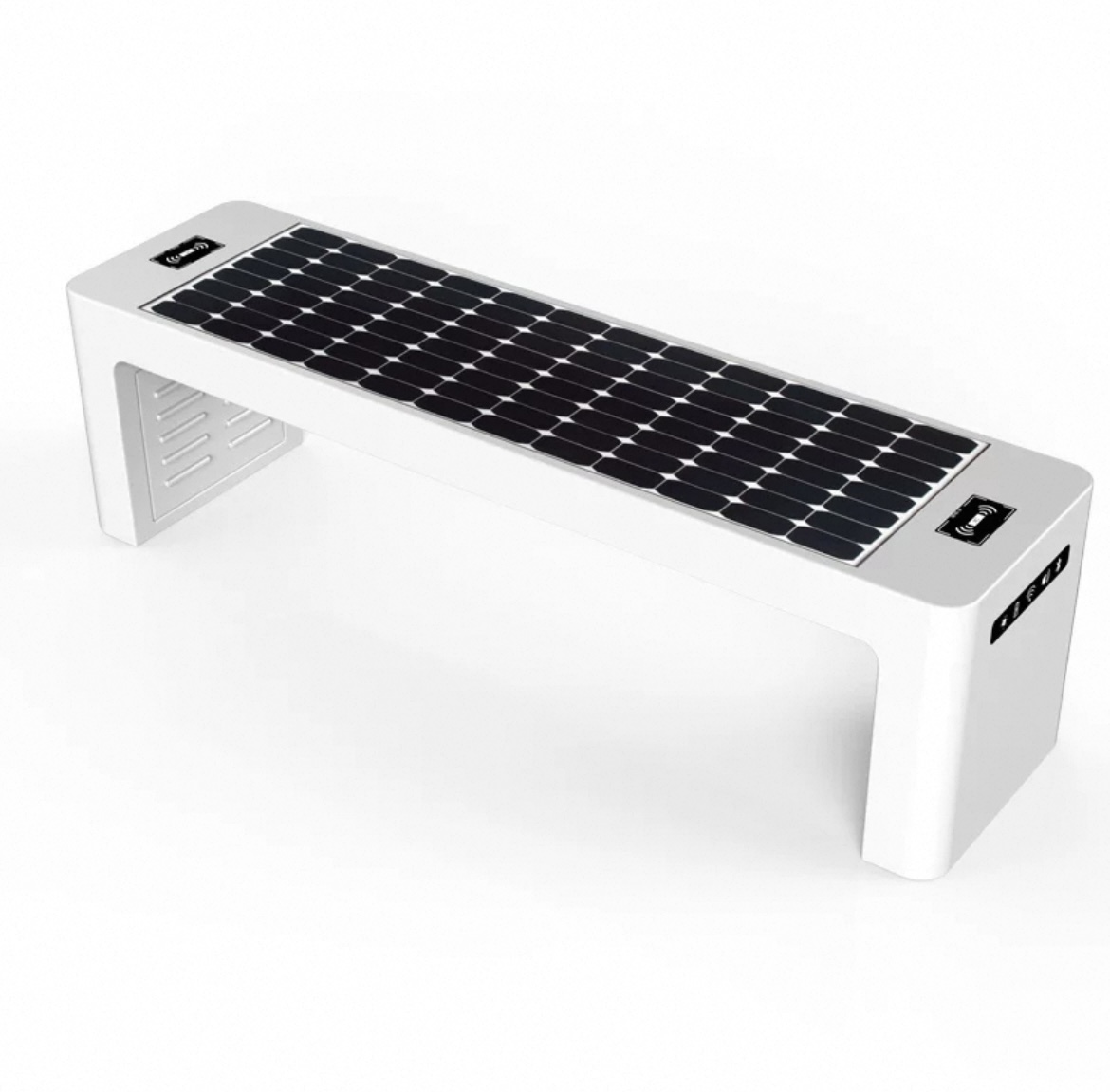 Outdoor Solar Smart Bench with Wireless Charging, USB Ports, Solar Panels & LED Lighting Featured Image