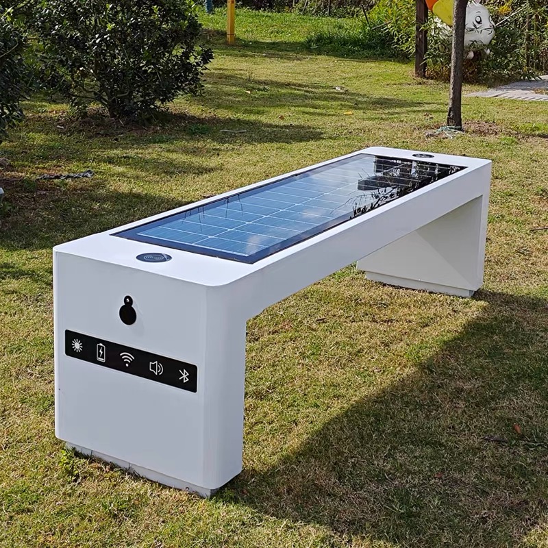 Hot Sale Outdoor Solar Smart Seat Stainless Steel Photovoltaic Park Leisure Chair Mobile Phone Wireless Charging Bench Price Featured Image