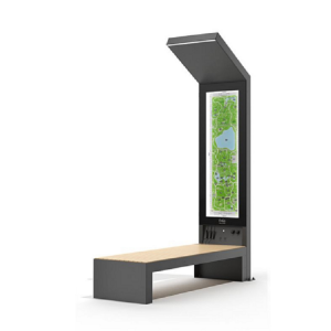 Solar Powered Smart Bench with Wireless Charging, USB Charging Ports & LED Lighting for Outdoor Seating