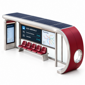 Modular Solar Bus Stop with PIS Display CCTV Camera USB Charging and LED Lighting for Smart City Projects Manufacturer