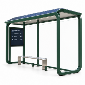 Public Transit Shelter with Solar Powered LCD Screen Advertising Light Box and CCTV Camera for Smart Cities Manufacturer