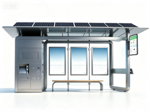 Outdoor Smart Bus Shelter With LED Advertising Screen Bus Forecast Station System Wireless Charging Customizable weatherproof  E-ink display