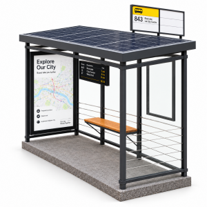 Durable Customization Solar Power Smart Bus Shelter With Wireless Charging cloud software Remote application LED Advertising Light Box Display