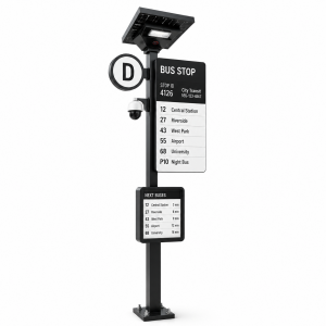 Customization Smart City Bus Shelter With LED Screen Advertising Light Box Public Service Information Display