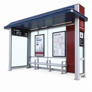 Intelligent Bus Shelter With Solar Panels LED Display Advertising Light Box Vehicle Forecast Station System Customizable