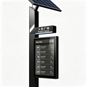 Custom Electronic Outdoor Smart Bus Stop Sign With Solar Power Supply Low Power Ink Screen Modern Design Digital Signage