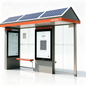Solar Power Smart Bus Shelter With Remote application LED Advertising Light Box Commercial Ads Public Service Display cloud software
