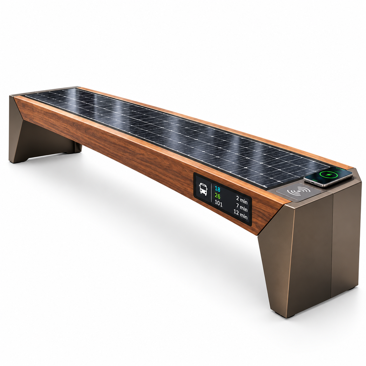 Durable Solar Powered Smart Bench with USB Wireless Charging for Parks Public Spaces and Smart City Projects Manufacturer Featured Image